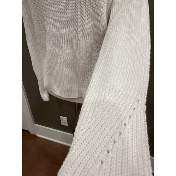 Lucky Brand White Lace Back Tie Sweater Size Medium Whimsy - Picture 6 of 16